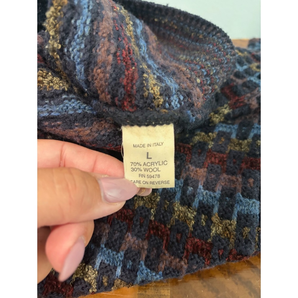 Collezioni Wool Blend Sweater Mens L Chunky Fisherman Grunge Grandpa Cobain Y2K - Picture 7 of 7
